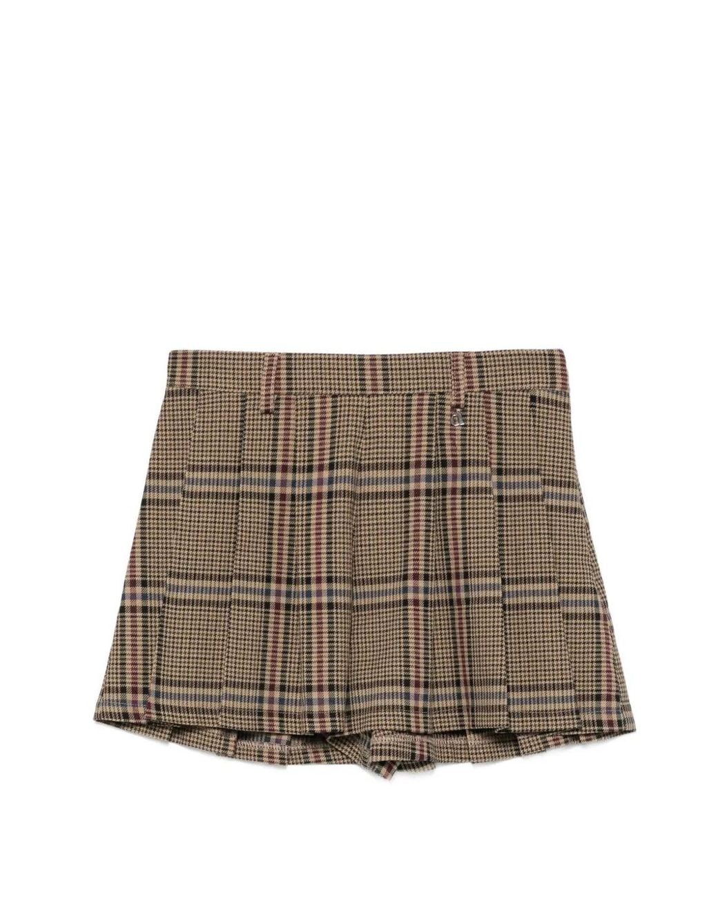 Dixie Brown Check Pleated Shorts