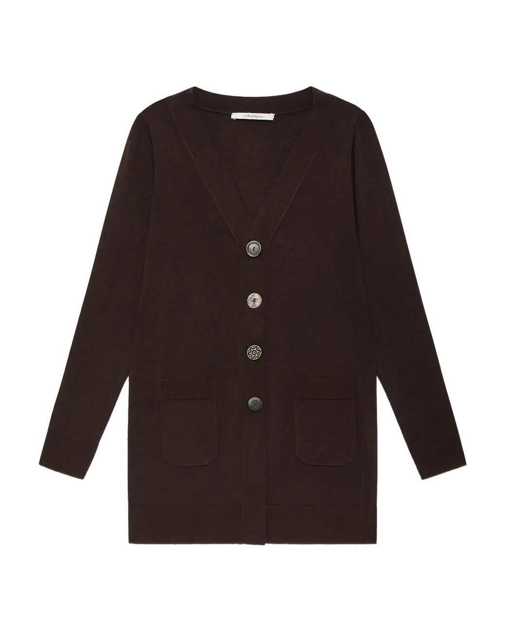 Maliparmi Brown Geknöpfter Cardigan Mit Aufgesetzten Taschen