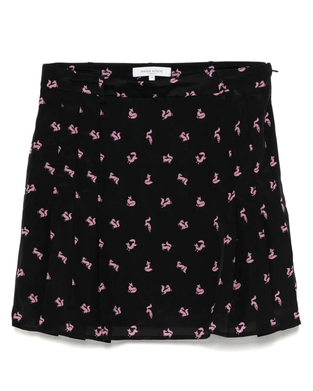 Maison Kitsuné Black Pleated Mini Skirt
