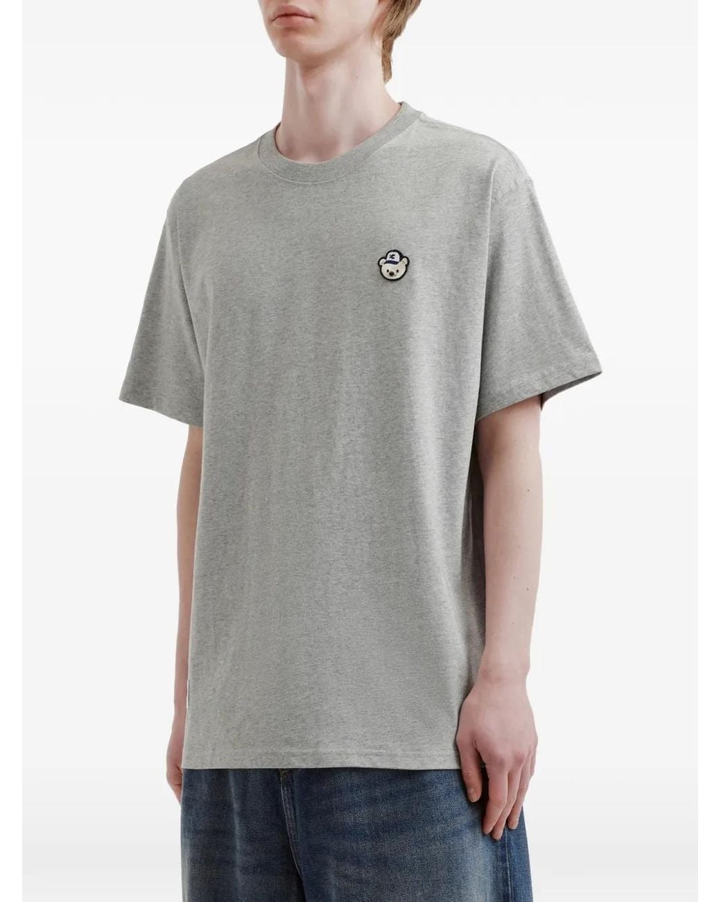 Chocoolate Gray Bear-Patch T-Shirt for men