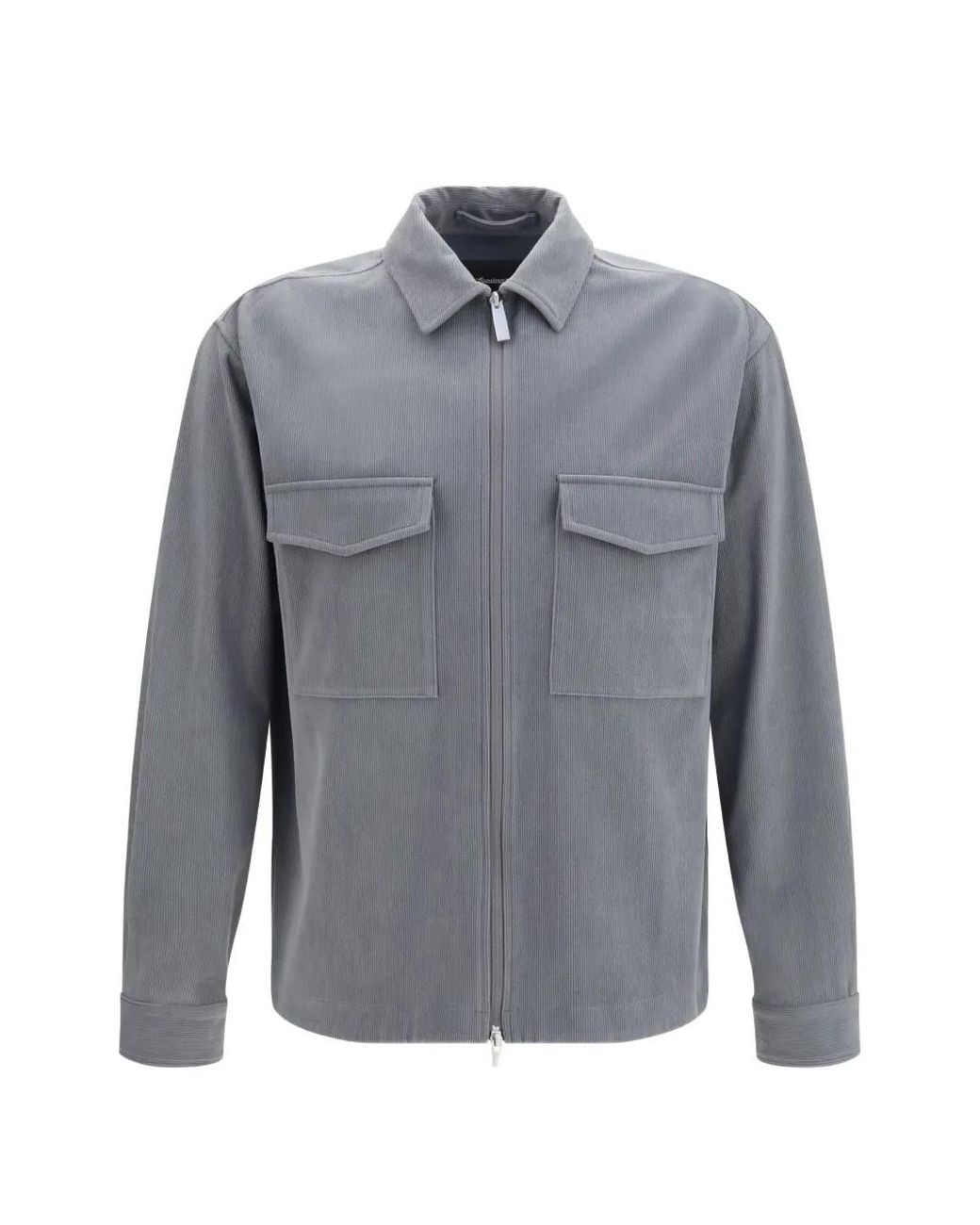 Laminar Gray Zip-Up Corduroy Shirt Jacket for men