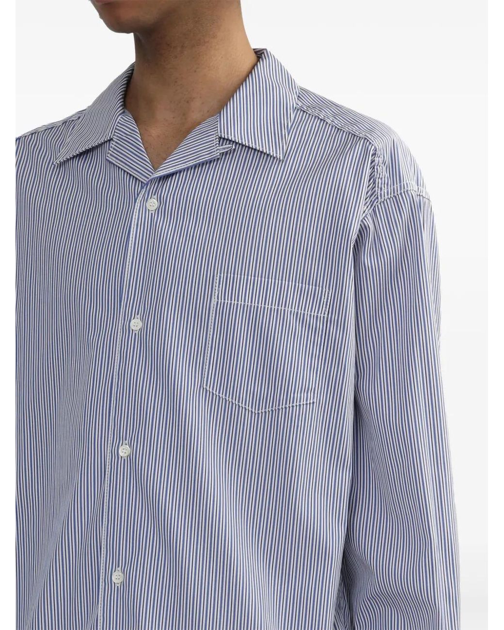 Comme des Garçons Blue Striped Button-Up Shirt for men