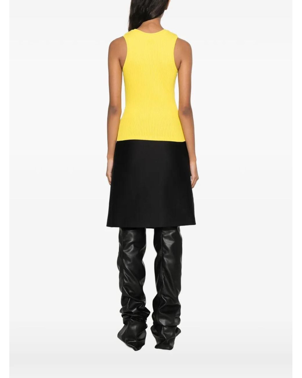 Loewe Yellow Buckle-Detail Ribbed Tank Top