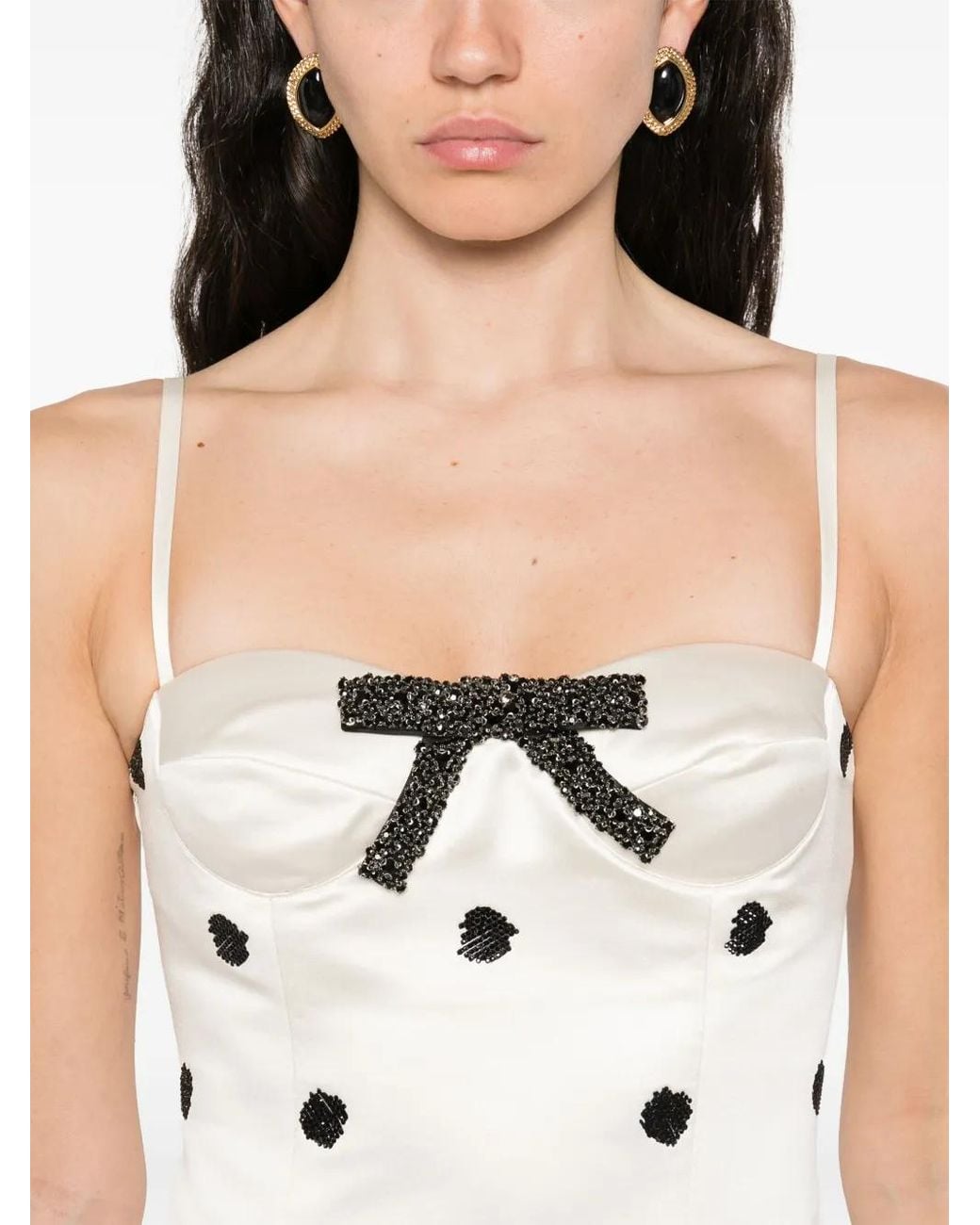 Markgong White Polka Dot-Print Dress