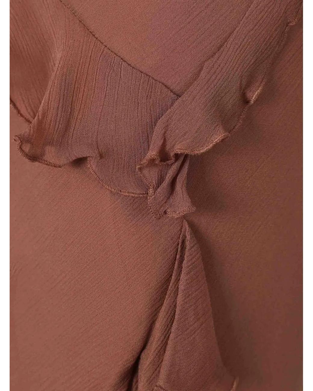 Staud Brown Diana Ruffled Asymmetric Maxi Skirt