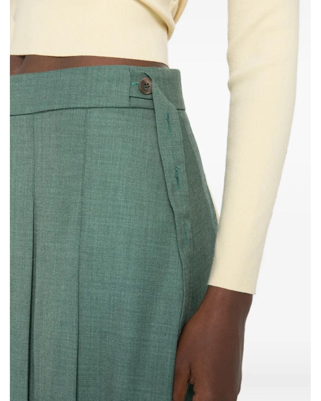ViCOLO Green Pleated Midi Skirt