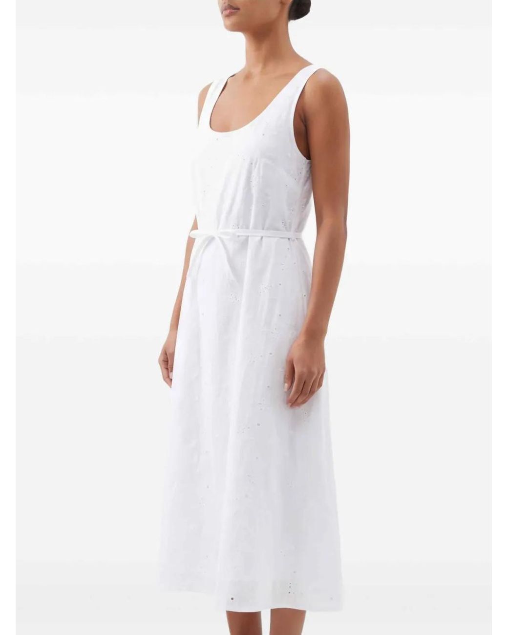 Kiki de Montparnasse White Robe Longue Simone À Œillets