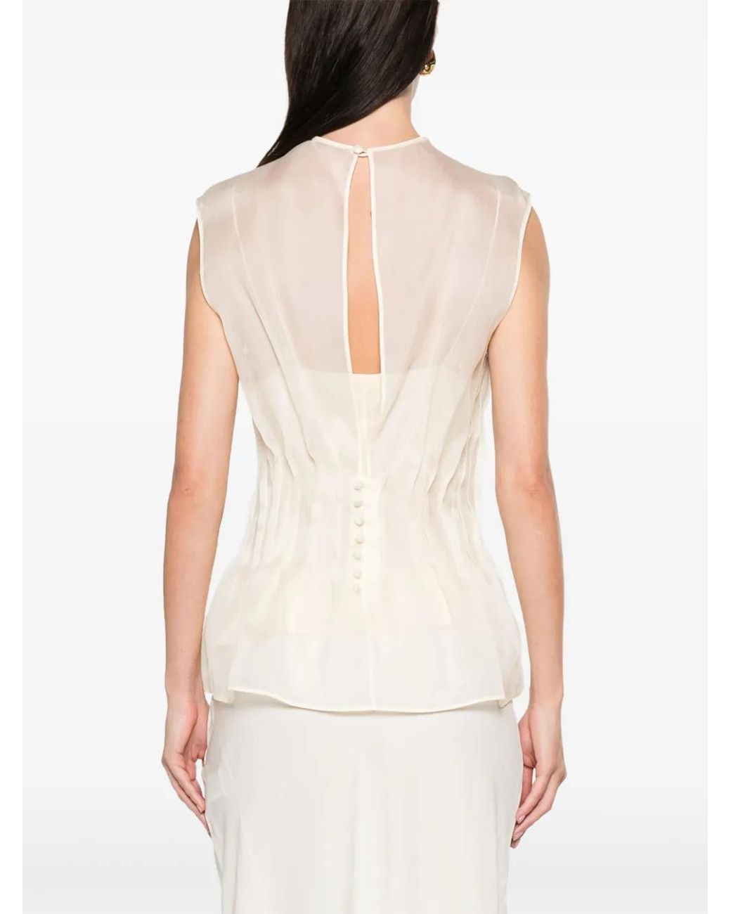Khaite White Westin Semi-Sheer Silk Blouse