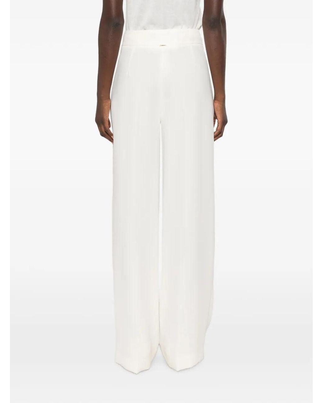Twinset White Wide-Leg Tailored Trousers