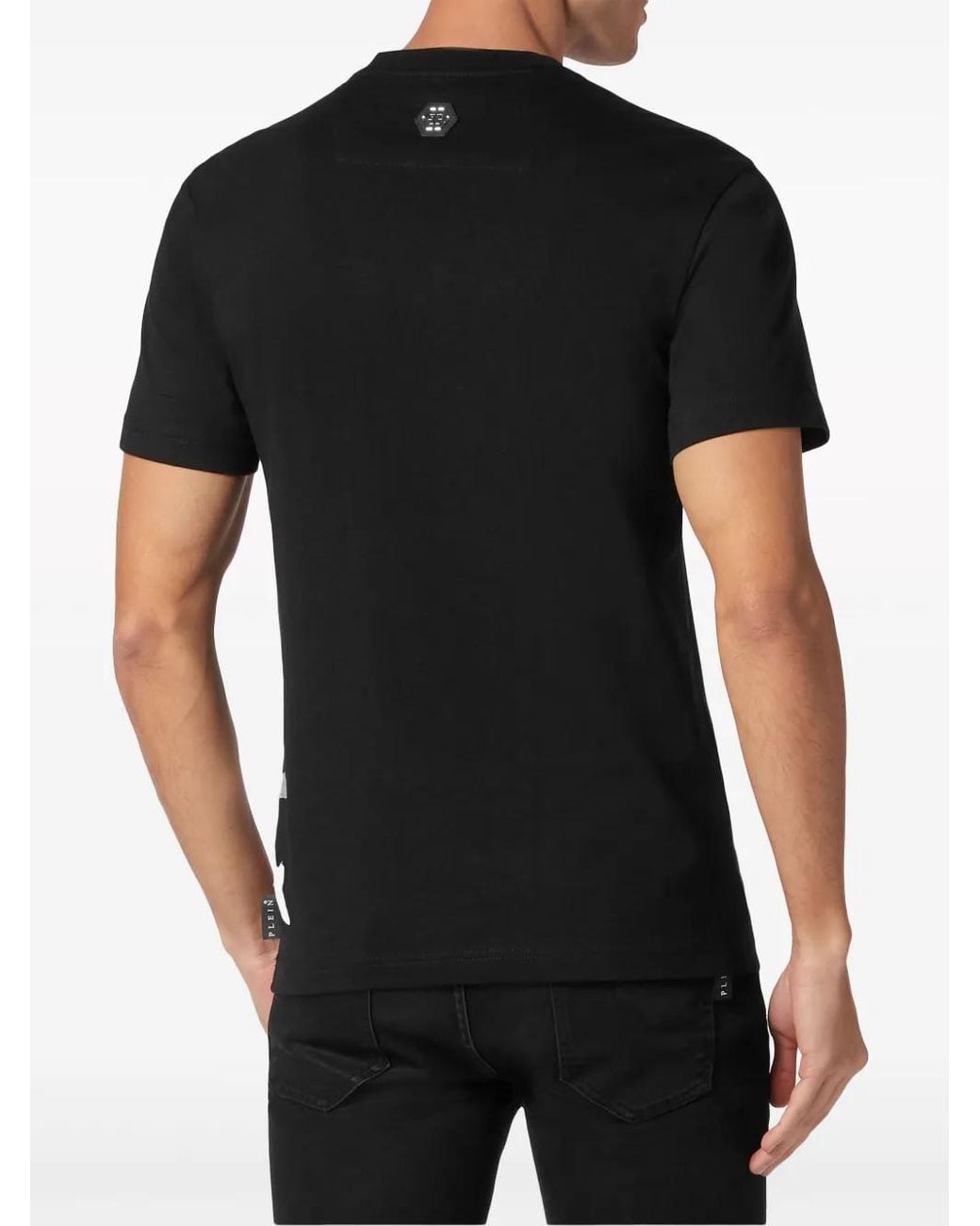Philipp Plein Black Skull-Print Cotton T-Shirt for men