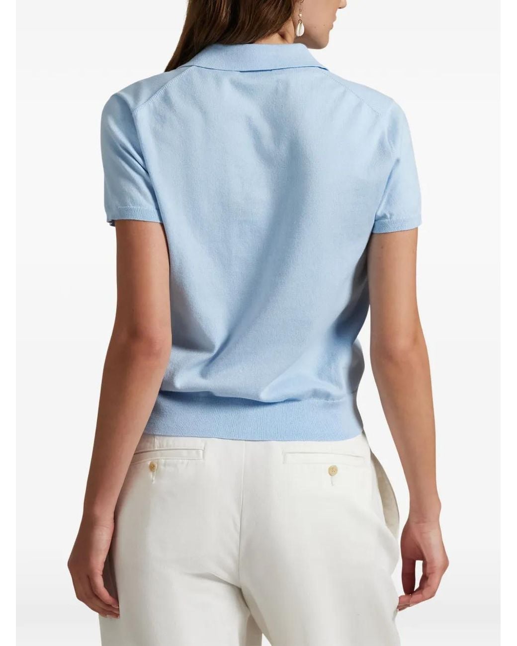 Polo Ralph Lauren Blue Logo-Embroidered Short-Sleeve Cardigan