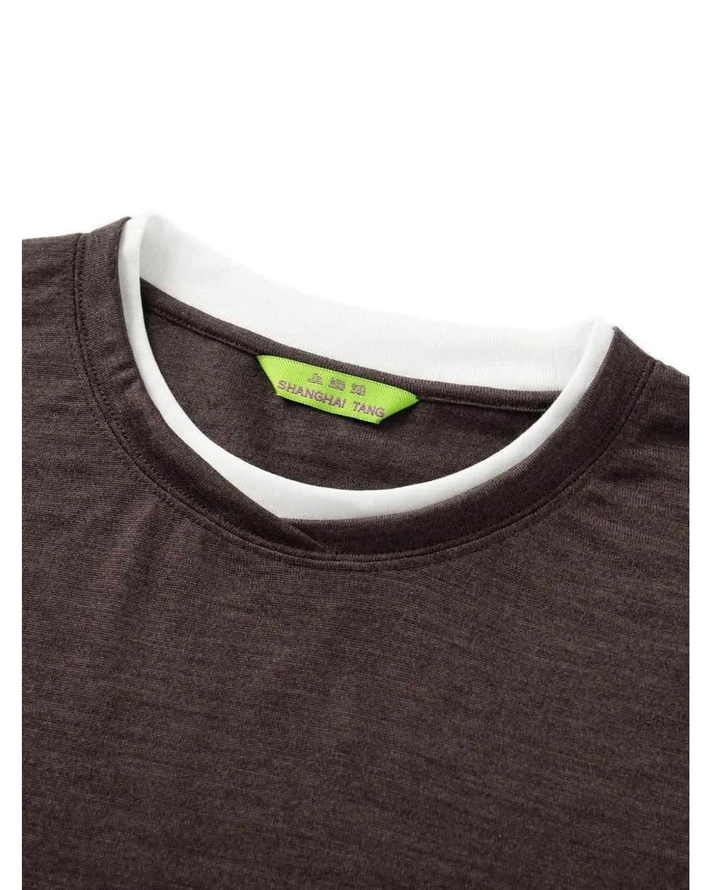 Shanghai Tang Brown Layered-Effect Long-Sleeve T-Shirt for men