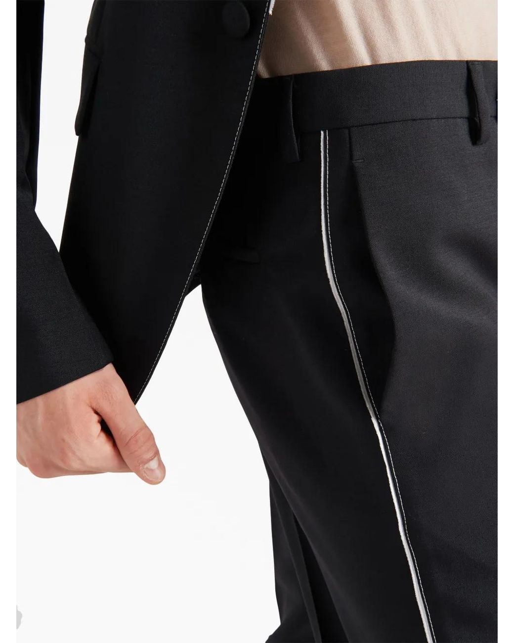 Prada Blue Wool Tailored Trousers for men