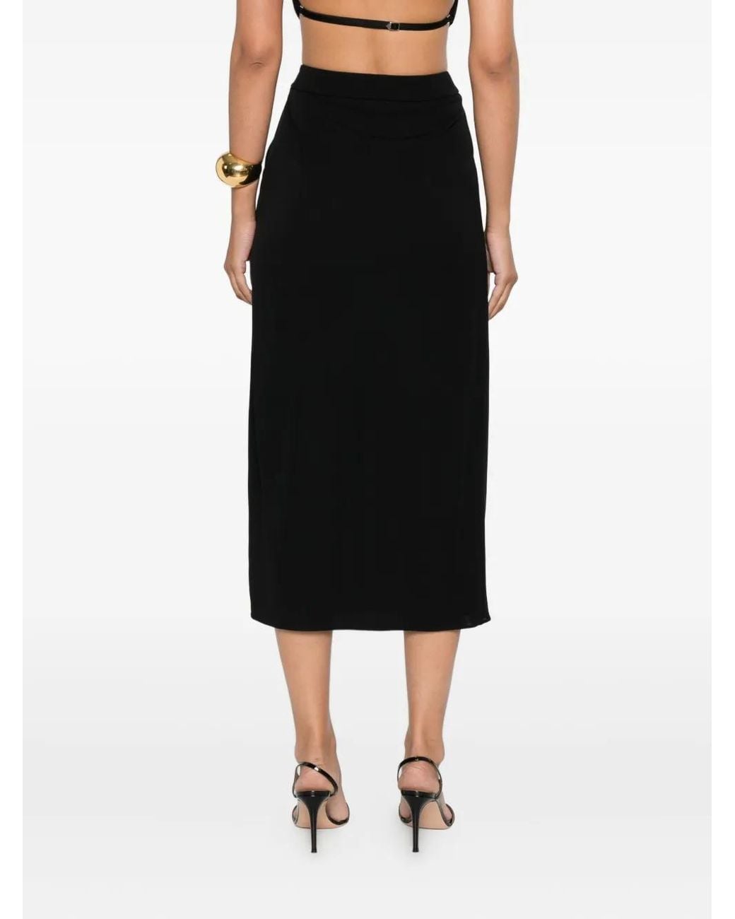 Tom Ford Black Draped Midi Skirt
