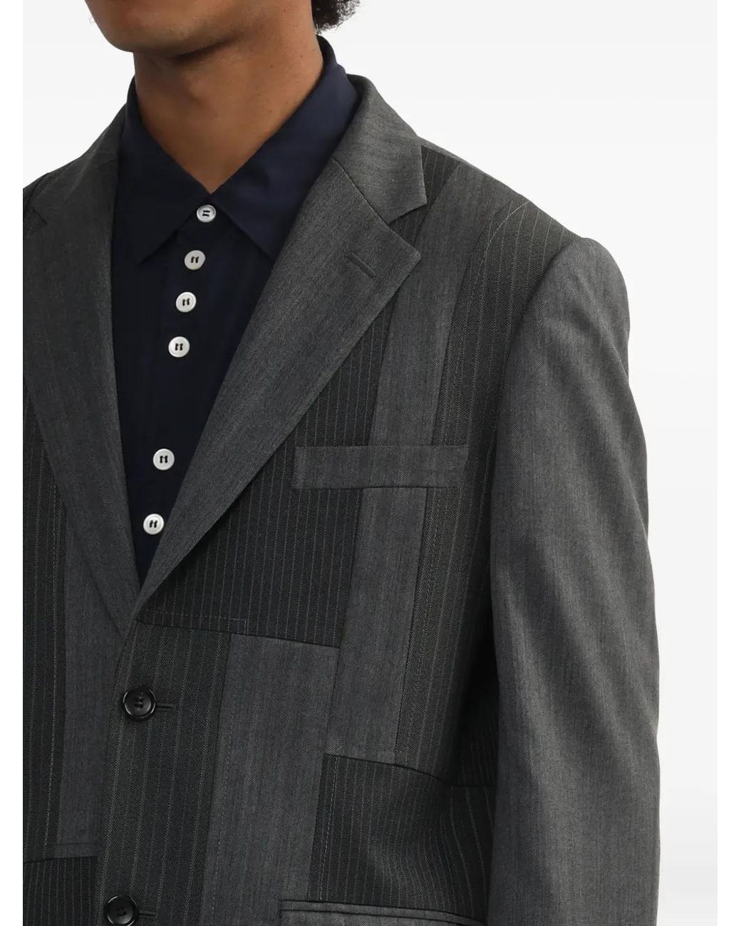 Comme des Garçons Black Pinstripe Patchwork Jacket for men