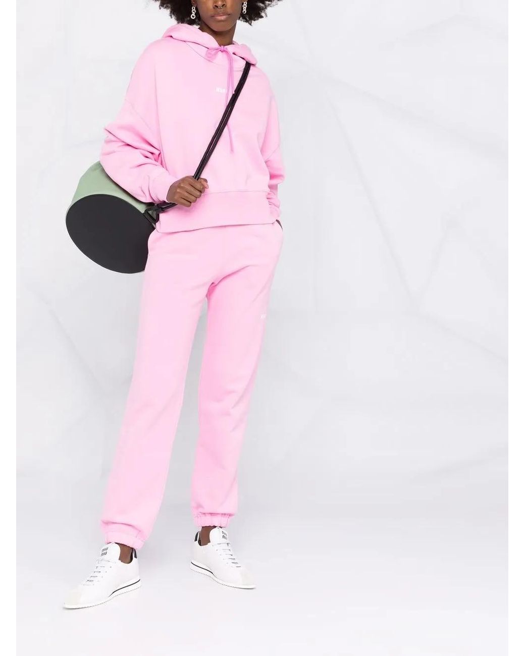 MSGM Pink Logo-Print Hoodie