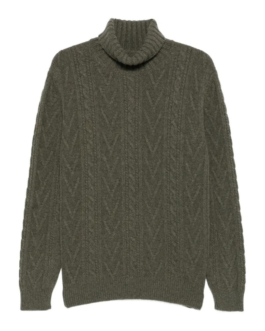 Jersey De Punto De Ochos Con Cuello Alto Fedeli de hombre de color Green