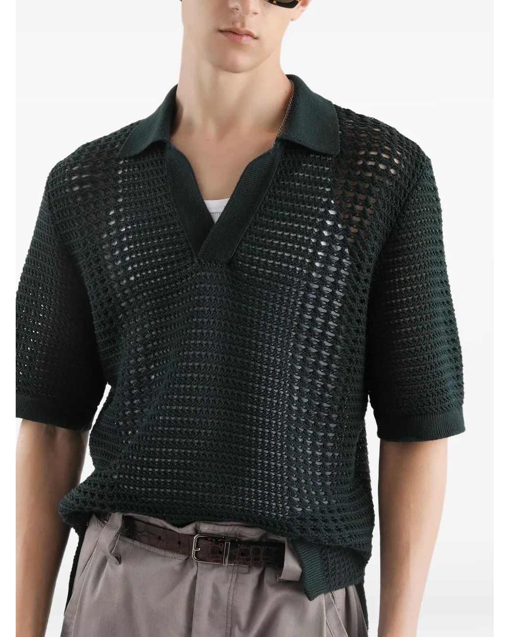 Dolce & Gabbana Black Wool Polo Shirt for men