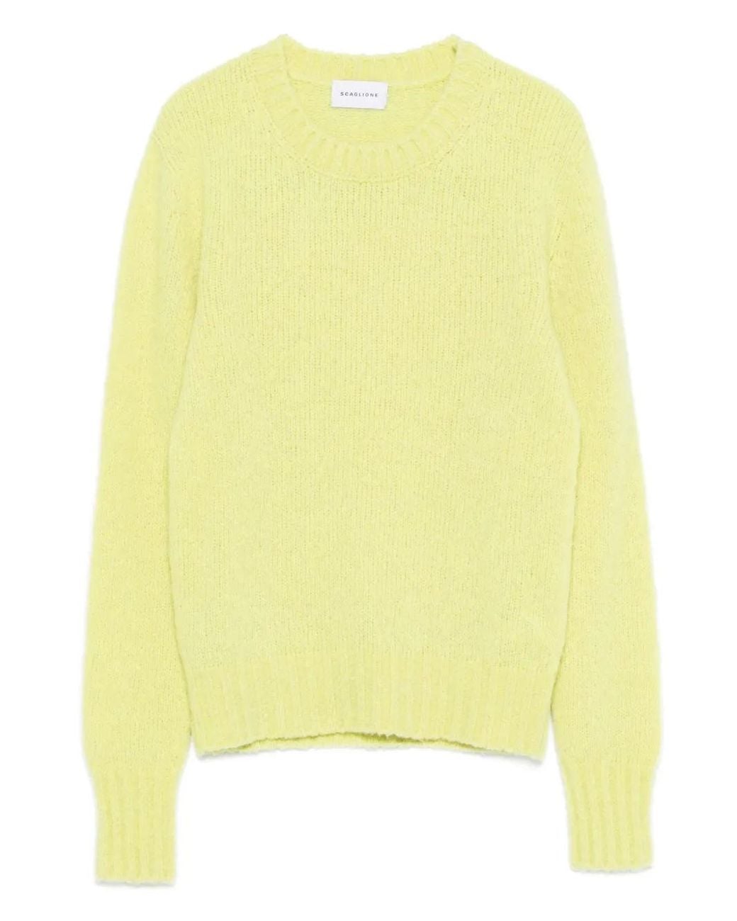 Scaglione Yellow Round-Neck Long-Sleeve Sweater