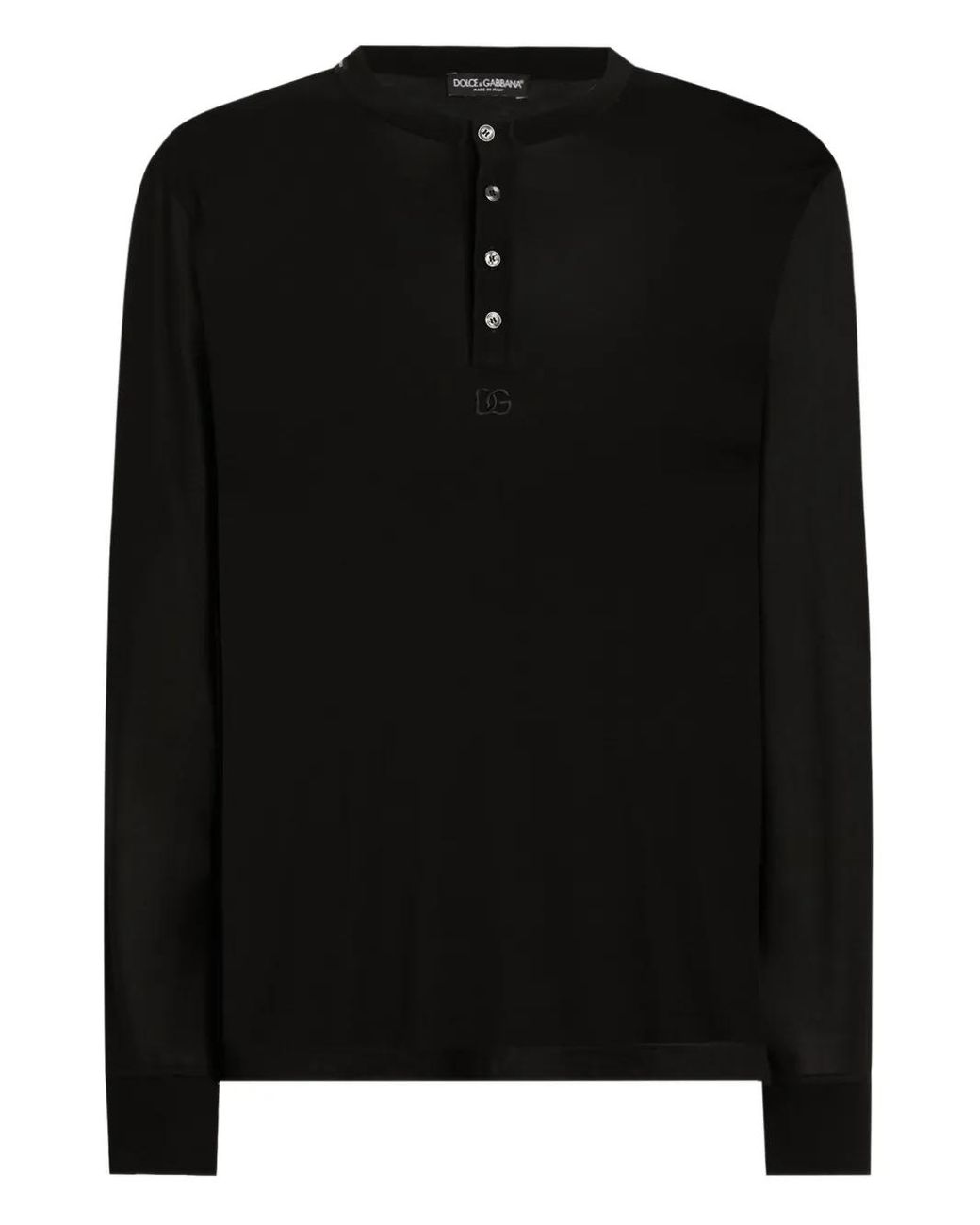Dolce & Gabbana Black Buttoned Long-Sleeve T-Shirt for men
