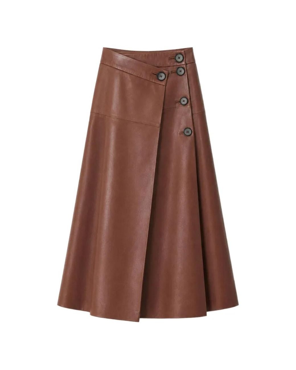 IRO Brown Button-Up Leather Skirt