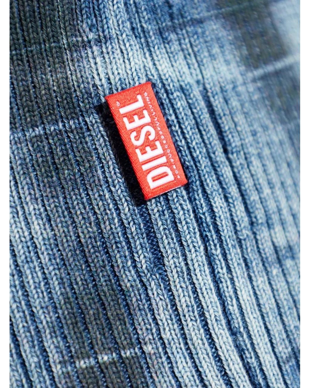 DIESEL Blue K-Egons Checked V-Neck T-Shirt for men
