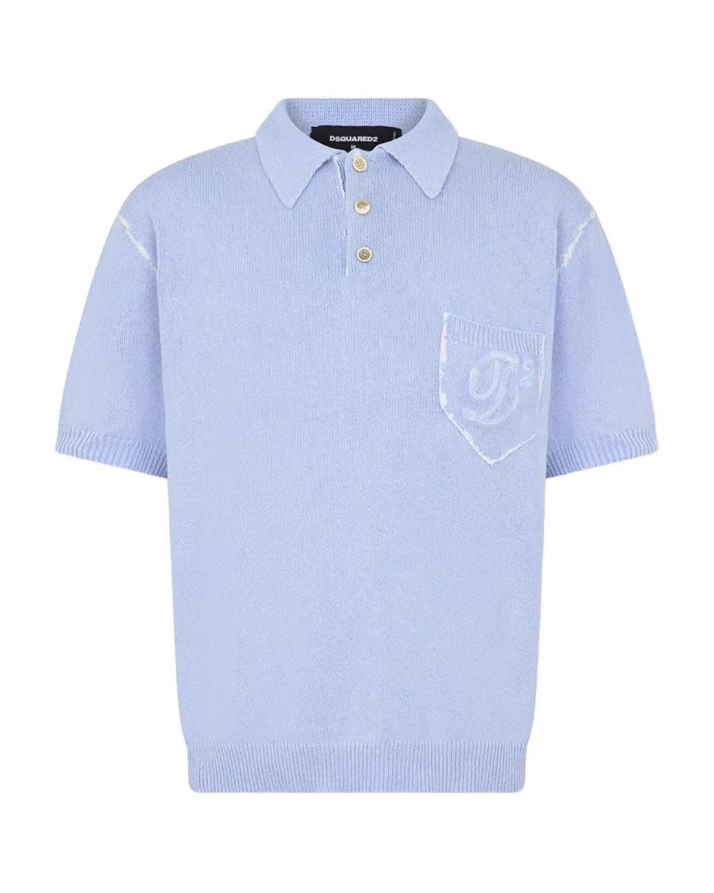 DSquared² Blue Short-Sleeves Embroidery-Logo Polo Shirt for men