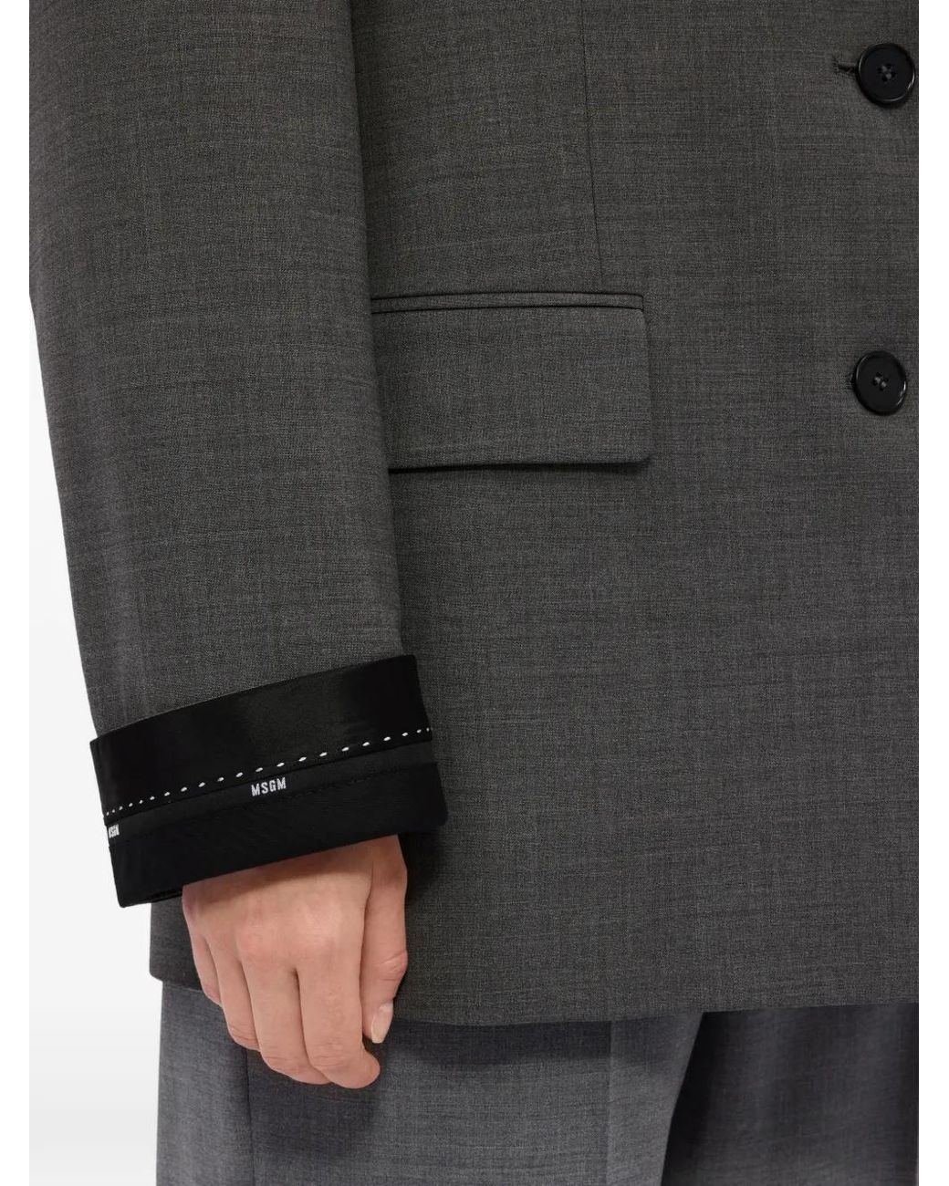 MSGM Black Single-Breasted Blazer
