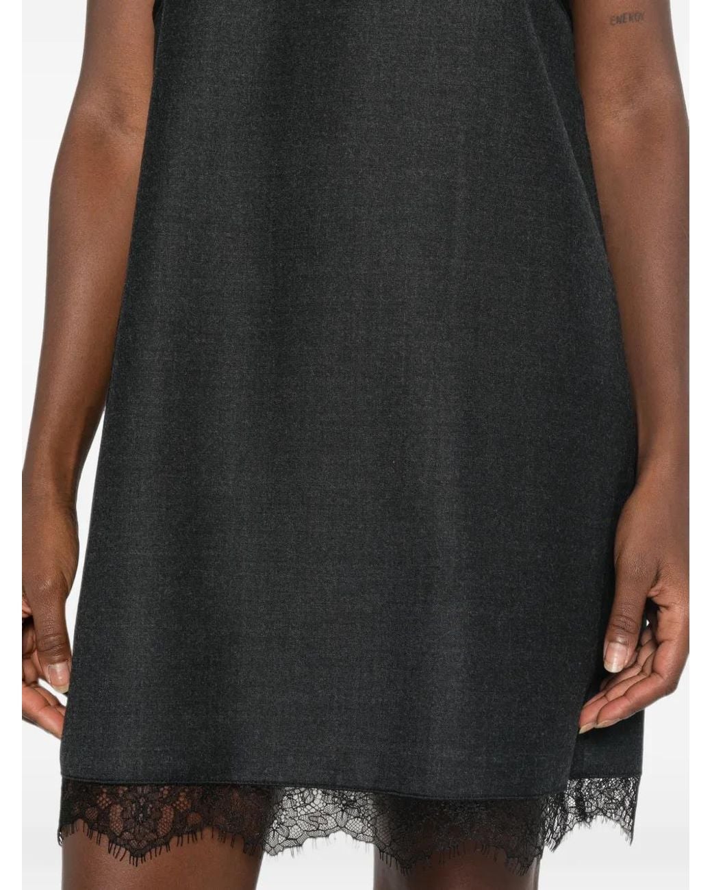 Tela Black Lace-Trim Slip Mini Dress