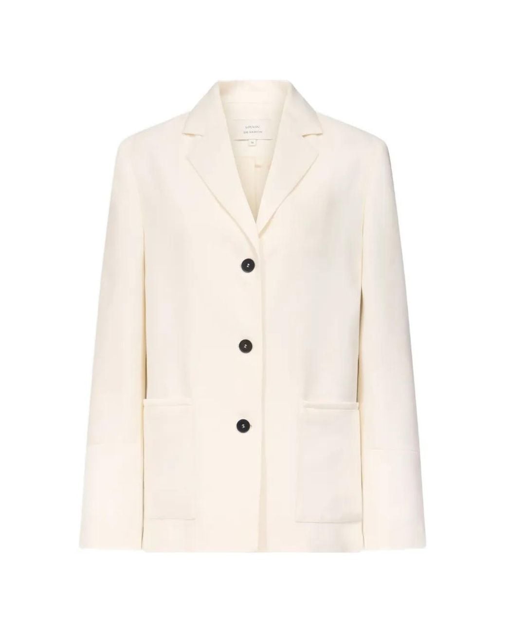 Loulou de Saison White Rae Notch-Lapel Patch-Pocket Blazer