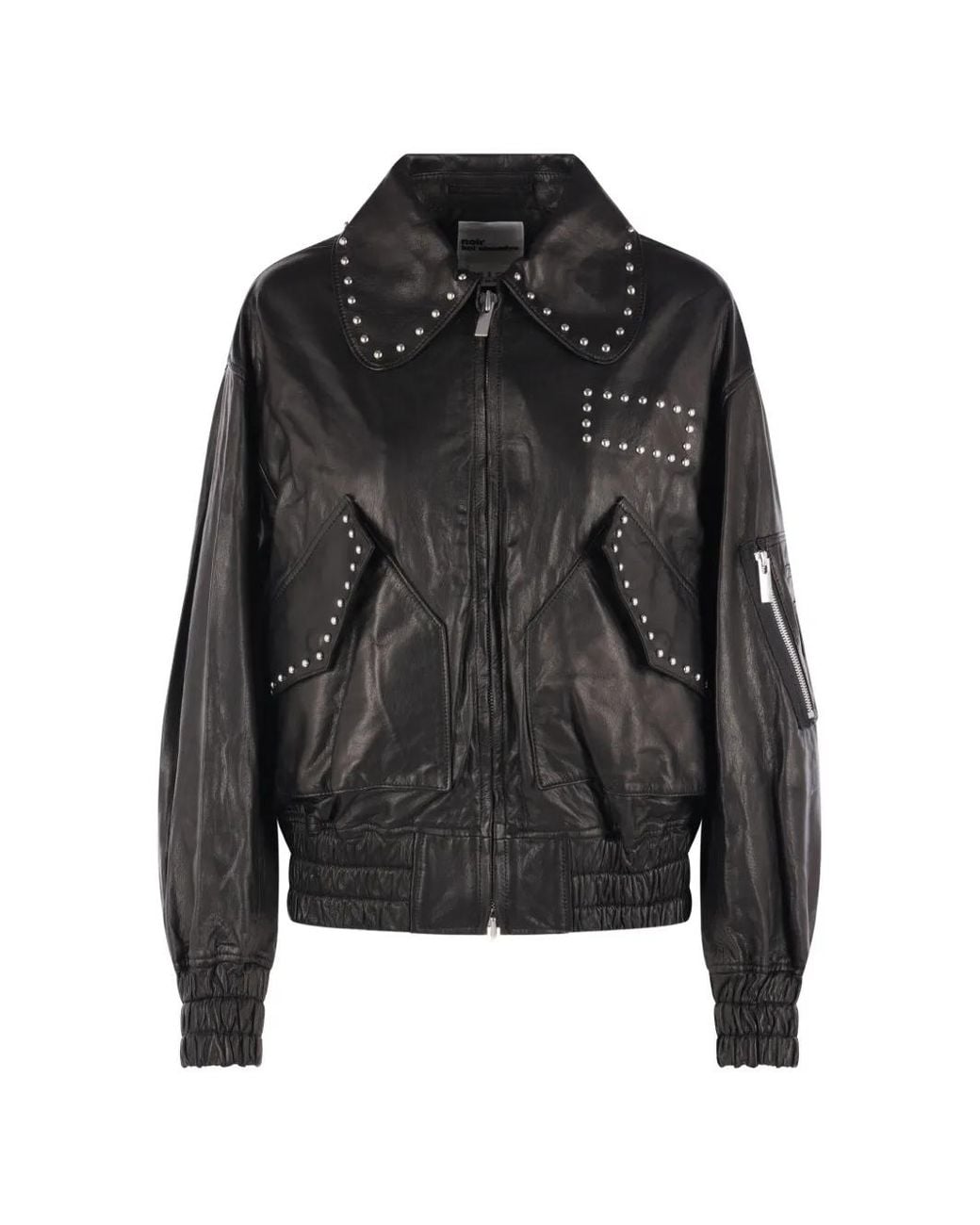 Noir Kei Ninomiya Black Stud-Embellished Leather Jacket