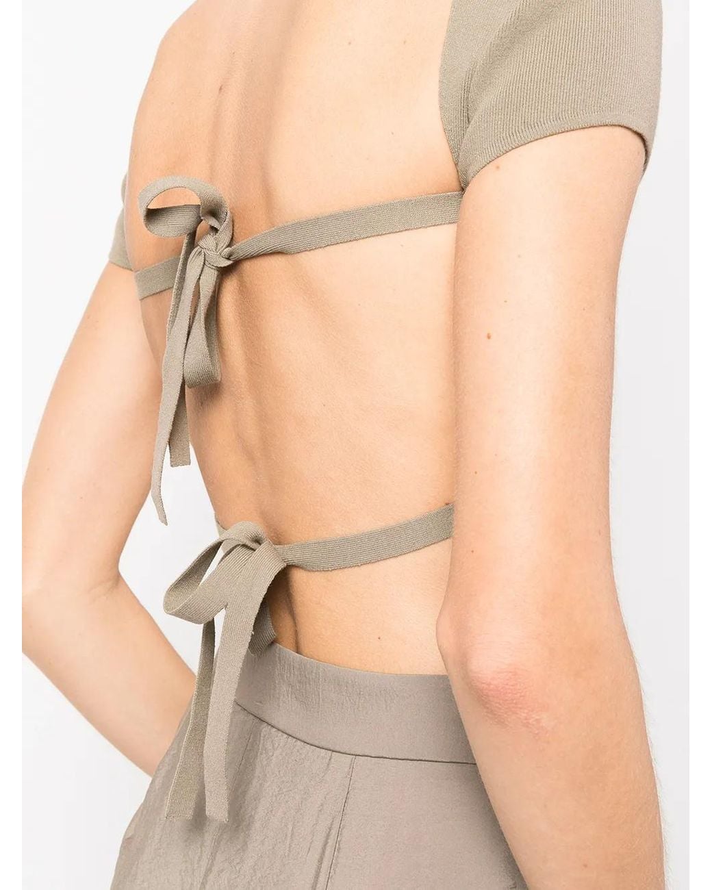 LAPOINTE Natural Boat-Neck Rear Tie Fastening Top