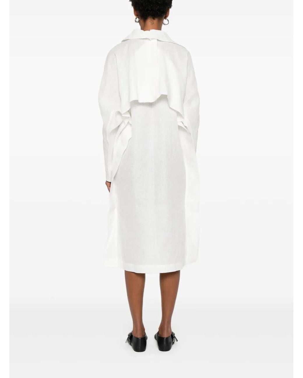 Abito Midi Con Scollo A V di Issey Miyake in White