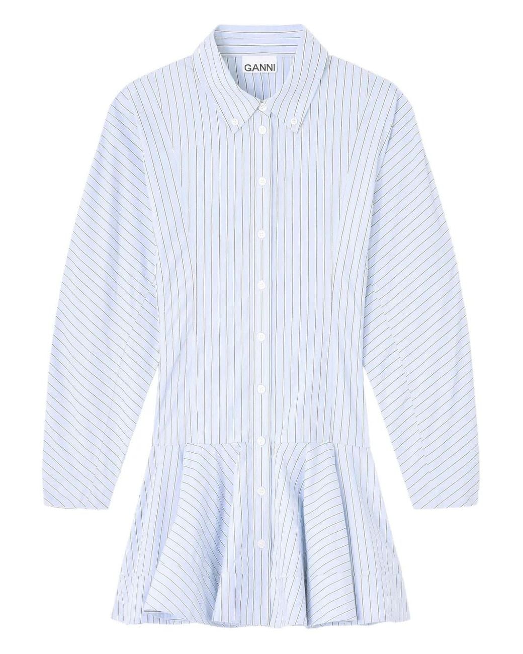Ganni White Stripes Shirt Dress