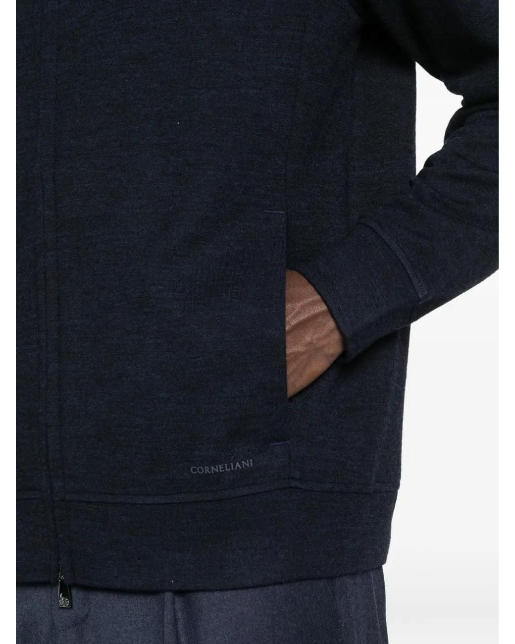 Corneliani Black Zip-Front Knitted Cardigan for men
