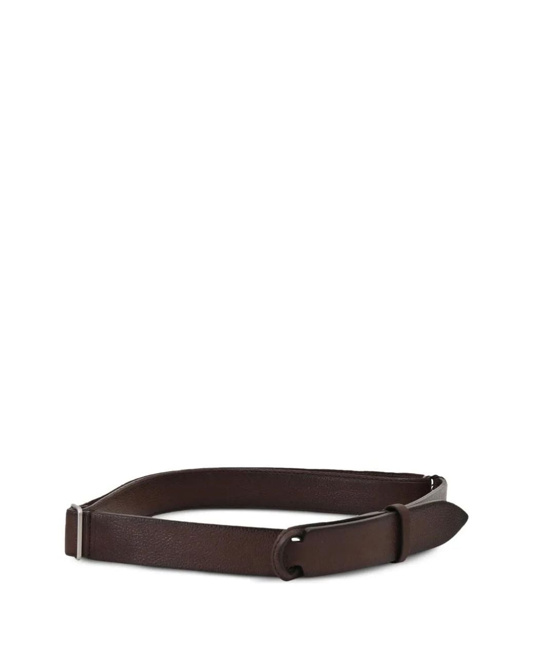 Orciani White Leather Loop-Buckle Belt for men