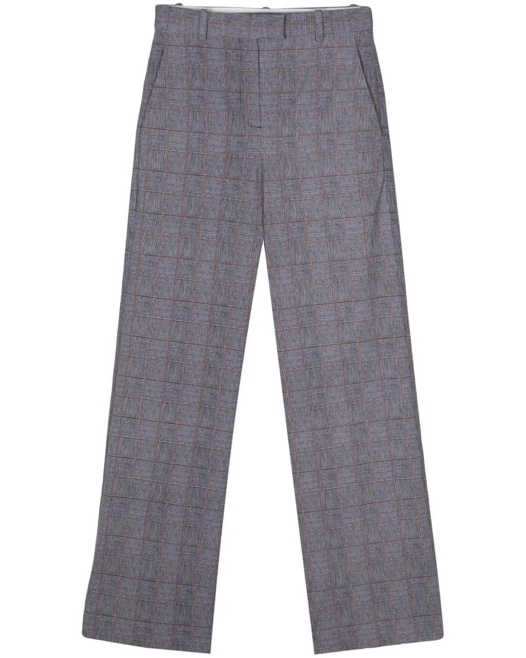 Circolo 1901 Gray Check-Pattern Straight-Leg Trousers