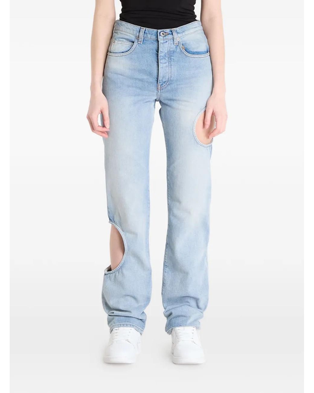 Off-White c/o Virgil Abloh Blue Cut-Out Straight-Leg Jeans