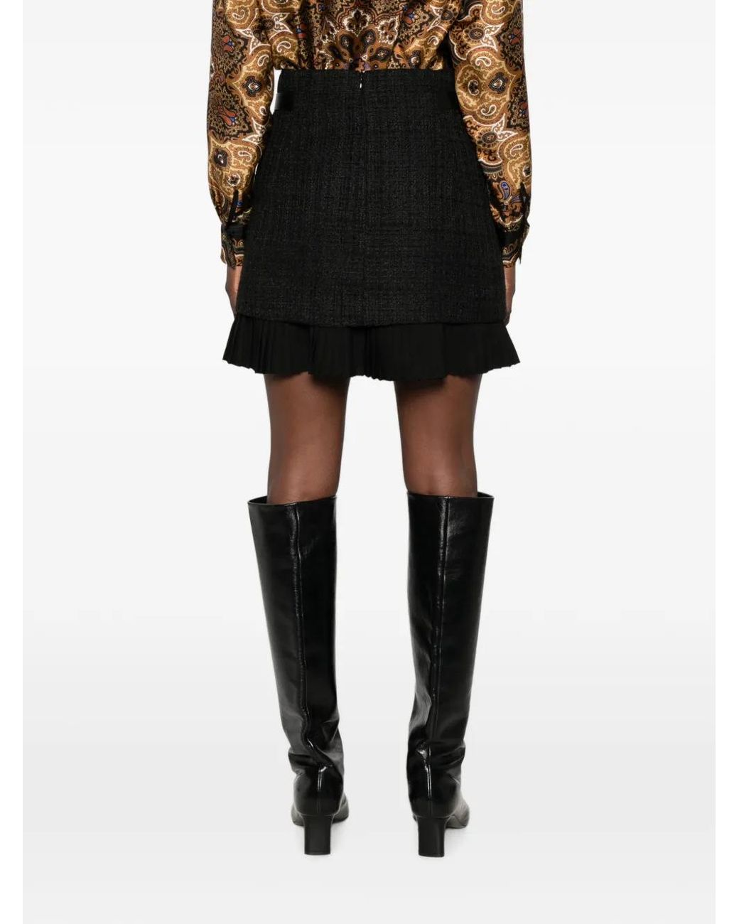 Sandro Black Belted Ruffled Mini Skirt