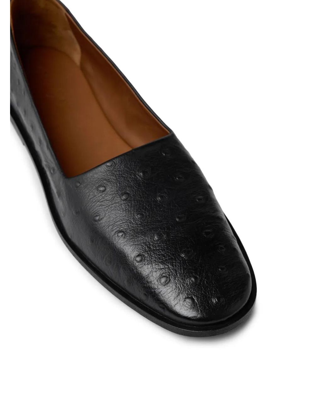 Marsèll Black Mocassins Stesa En Cuir À Effet Autruche