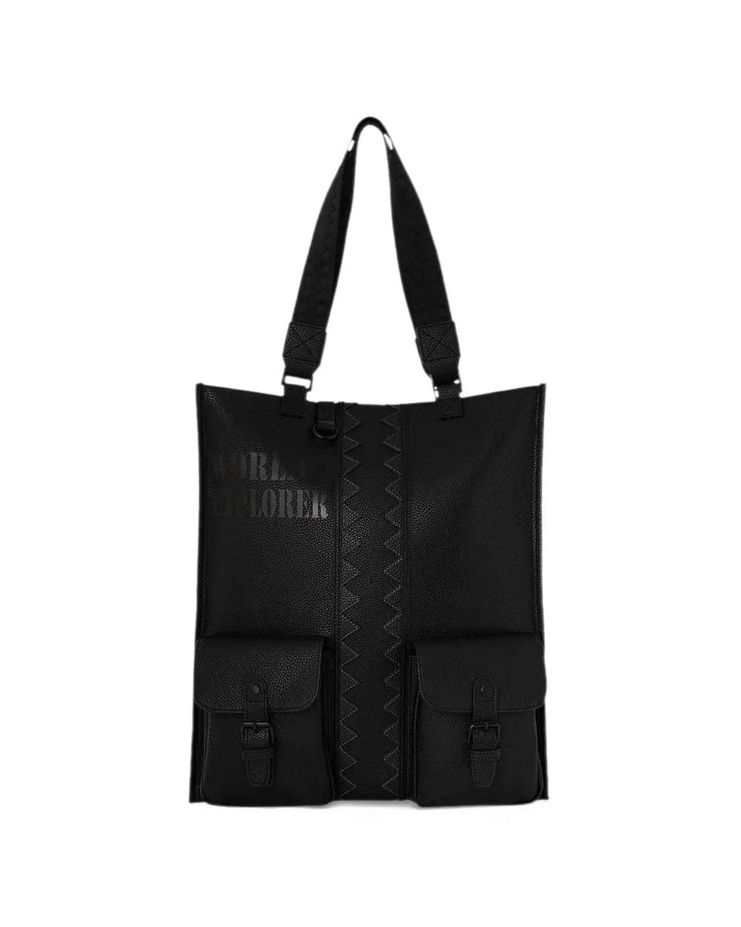 Sprayground Black Global Traveller Cargo Tote Bag for men