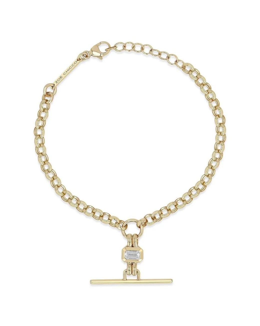 Zoe Chicco Metallic Toggle-Detail Diamond Bracelet
