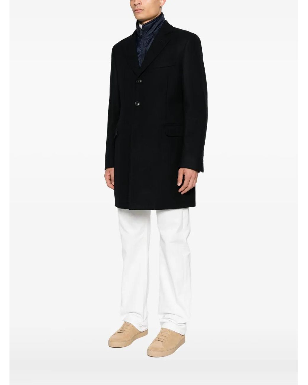 Fay Blue Single-Breasted Layered Coat for men