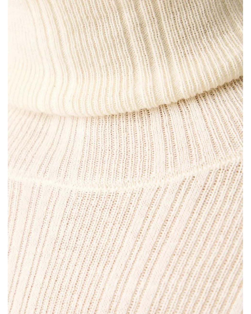 Sessun White Norte Ribbed-Knit Roll-Neck Sweater