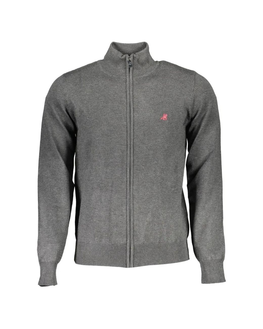 U.S. Grand Gray Zip-Up Cotton Sweater for men