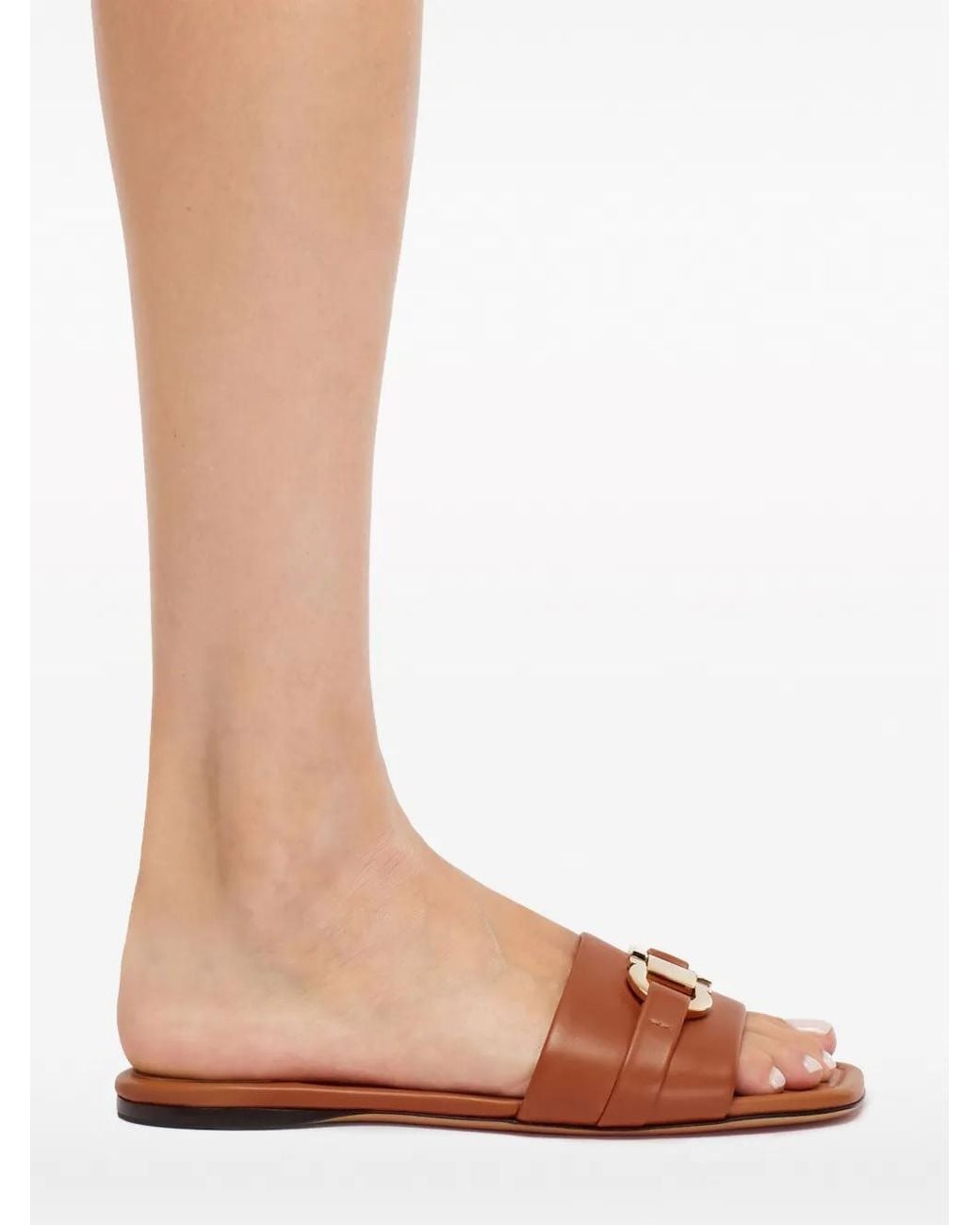 Ferragamo Brown Leah Ornament Leather Sandal