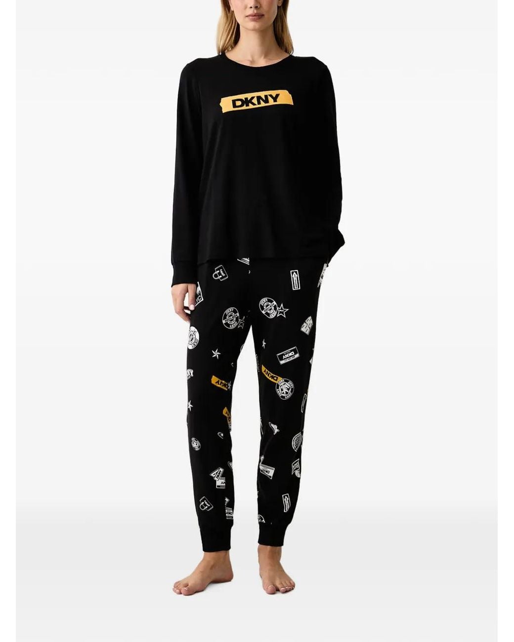DKNY Black Logo-Print Pajamas