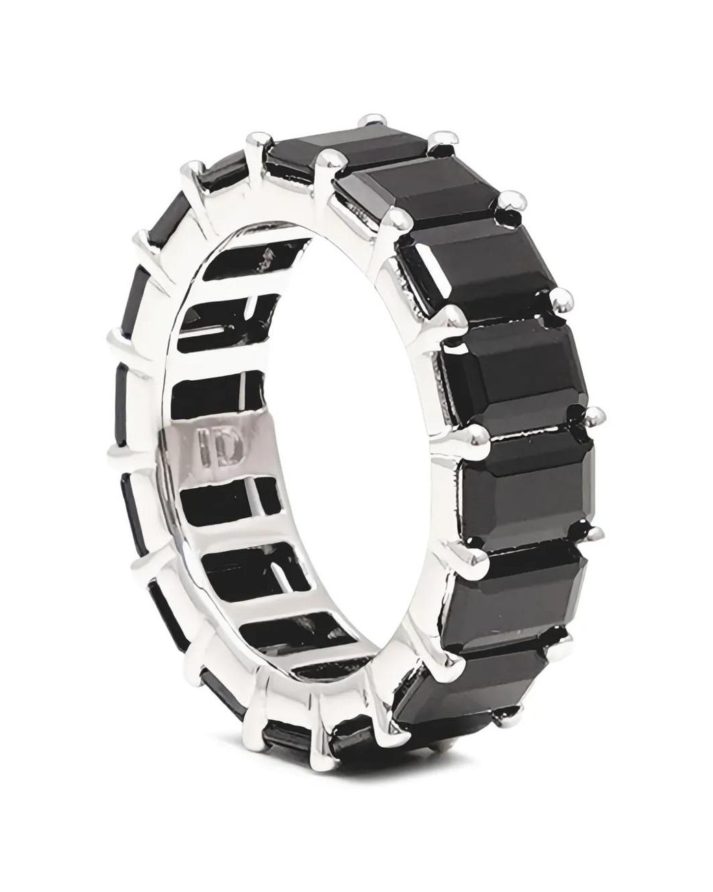 Izabel Display Black Chunky Crystal-Embellished Rings