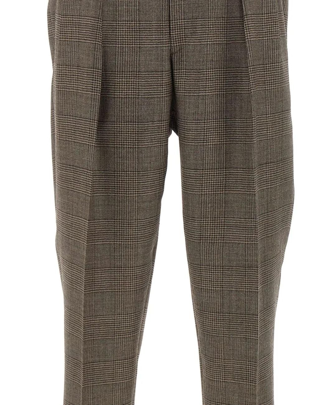 Briglia 1949 Gray Prince Of Wales Check Pleated Trousers for men