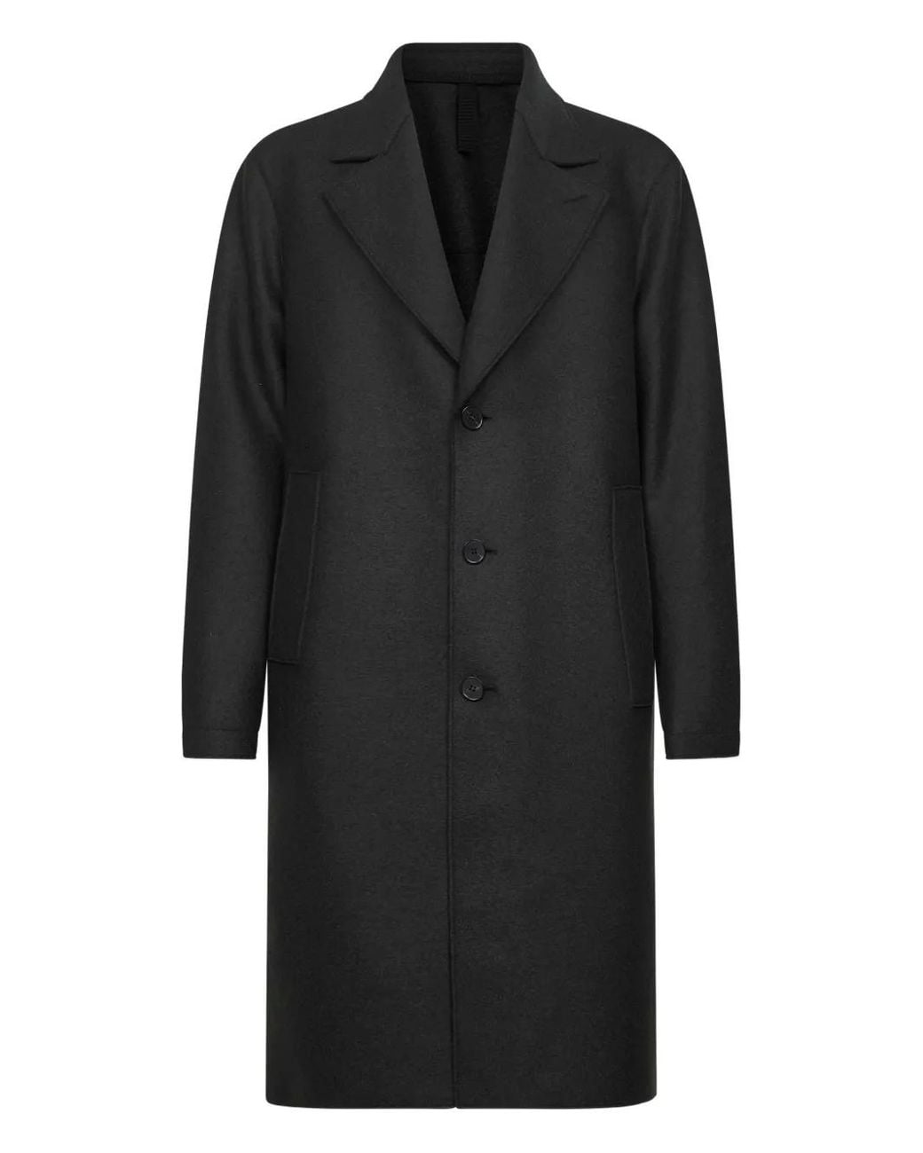 Harris Wharf London Black Three-Button Wool Coat for men
